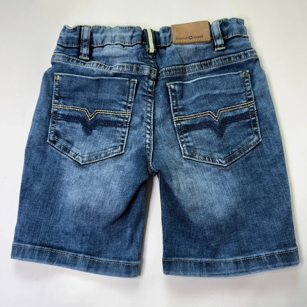 Girl's‎ Mayoral Long Denim Shorts Spain Size 5 Adjustable Waist